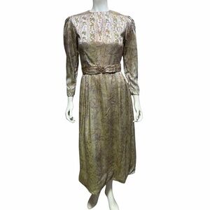 1940’s Vintage Unique 2 Piece Dress Set Matching Belt & Cropped Jacket WWII Era